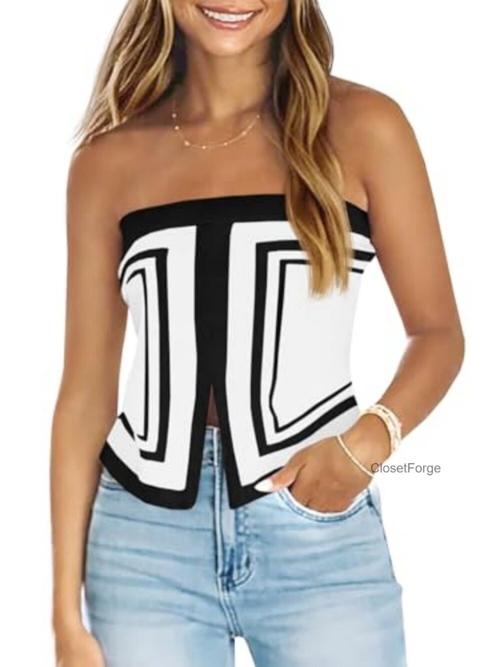 Strapless Knit Crop Tube Top Sleeveless Asymmetrical Y2k Bandeau Summer